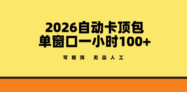 2026自动卡顶包玩法，单窗口一小时100+，可矩阵操作，无需人工【揭秘】-智云网