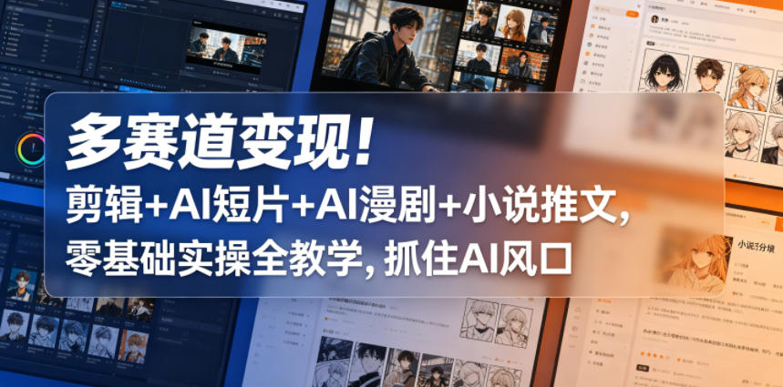 多赛道变现！剪辑+AI短片+AI漫剧+小说推文，零基础实操全教学，抓住AI风口-智云网