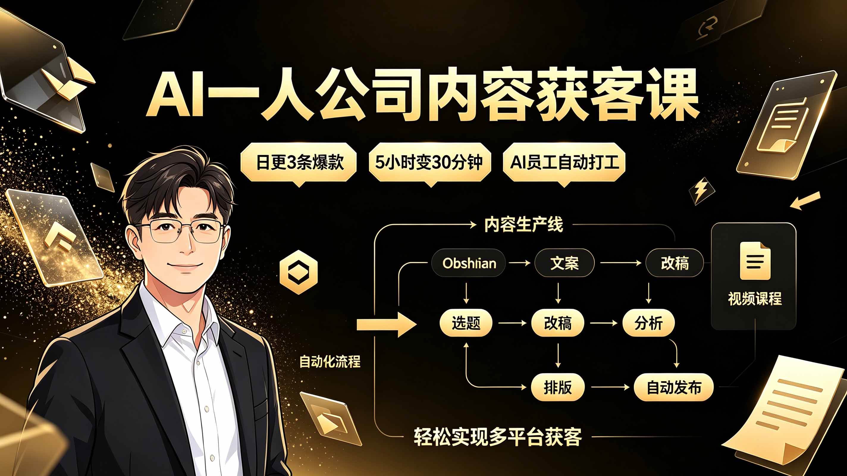 (19387期)AI一人公司内容获客课:日更3条爆款×5小时变30分钟×AI员工自动打工,轻松实现多平台获客-智云网