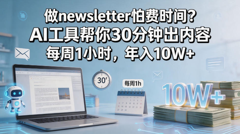 做newsletter怕费时间？AI工具帮你30分钟出内容，每周1小时，年入10W+！【原创双语字幕】-智云网