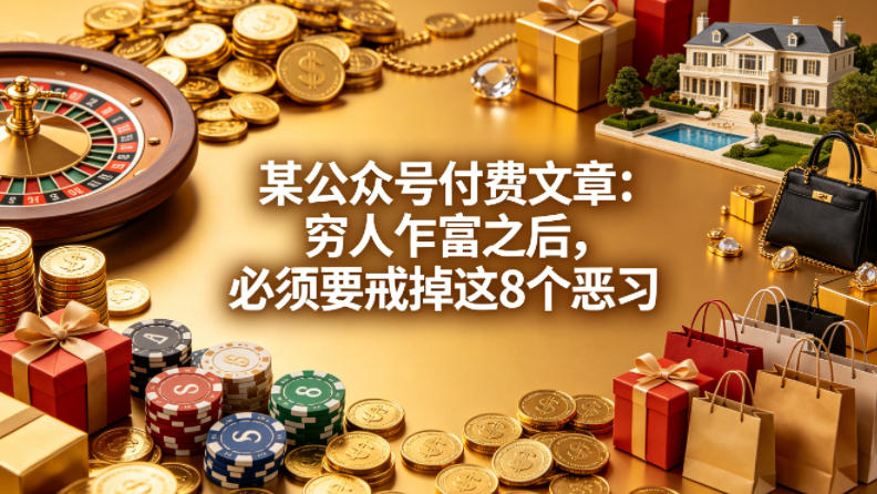 某公众号付费文章:穷人乍富之后,必须要戒掉这8个恶习