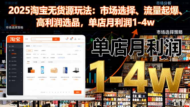 2025淘宝无货源玩法:市场选择、流量起爆、高利润选品,单店月利润1-4w-智云网