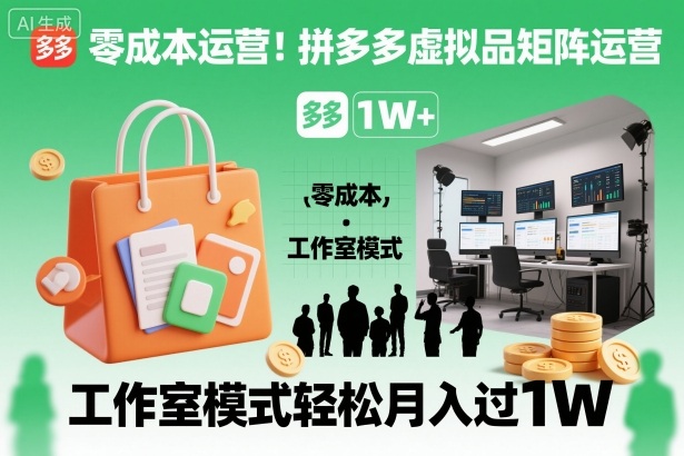 零成本运营!拼多多虚拟品矩阵运营,工作室模式轻松月入过1W-智云网