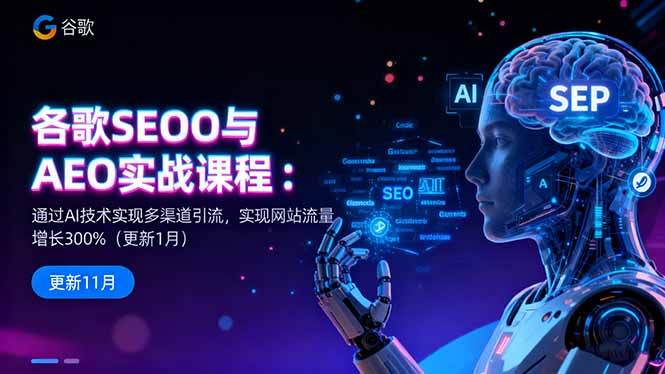 谷歌SEO与AEO实战课程:通过AI技术实现多渠道引流,实现网站流量增长300%-智云网