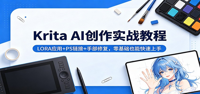 Krita AI创作实战教程：LORA应用+PS链接+手部修复，零基础也能快速上手-智云网