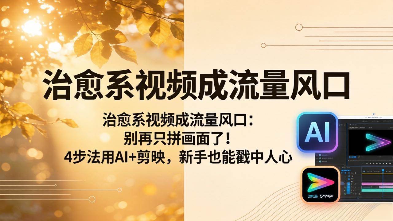 （18219期）治愈系视频成流量风口：别再只拼画面了！4步法用AI+剪映，新手也能戳中人心-智云网