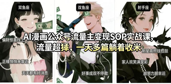 AI漫画公众号流量主变现SOP实战课，流量超猛，制作简单，一天多篇躺着收米-智云网