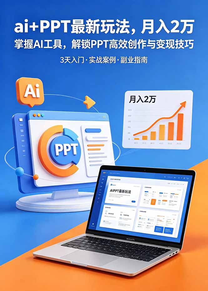 ai+PPT最新玩法,月入2万掌握AI工具,解锁PPT高效创作与变现技巧3天入门,实战案例·副业指南-智云网