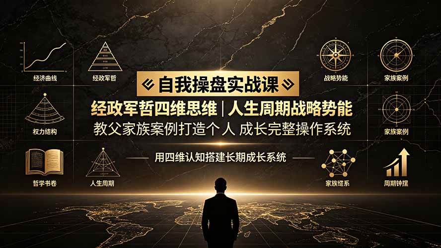 (19398期)自我操盘实战课:经政军哲四维思维|人生周期战略势能|教父家族案例打造个人成长完整操作系统-智云网
