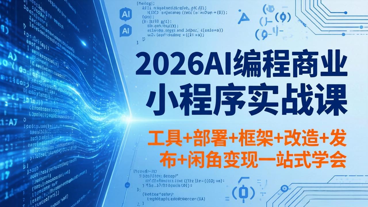 2026AI编程商业小程序实战课，工具+部署+框架+改造+发布+闲鱼变现一站式学会-智云网