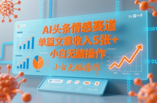 AI头条情感赛道,单篇文章收入5张+,小白无脑操作