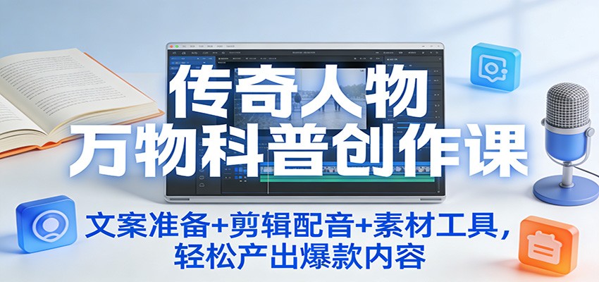 传奇人物万物科普创作课：文案准备+剪辑配音+素材工具，轻松产出爆款内容-智云网