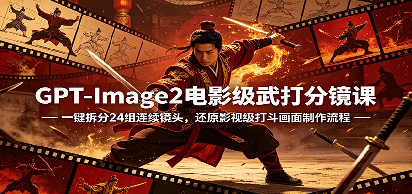 GPT-Image2电影级武打分镜课：一键拆分24组连续镜头，还原影视级打斗画面制作流程-智云网