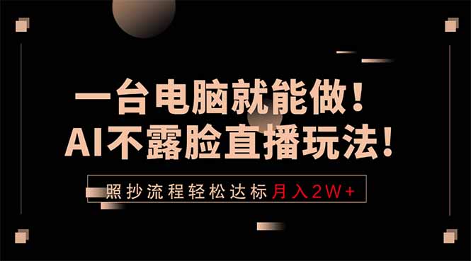 一台电脑就能做！AI不露脸直播玩法，照抄流程轻松达标月入2W+-智云网