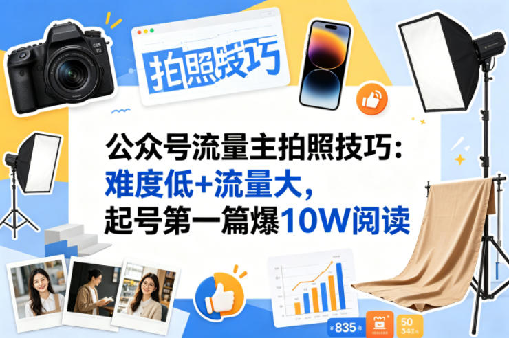 公众号流量主之拍照技巧赛道，难度低+流量大，起号第一篇就爆了10w阅读-智云网
