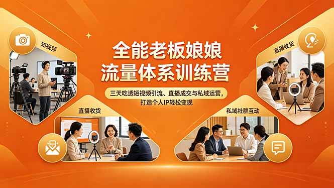 （18187期）全能老板娘流量体系训练营，三天吃透短视频引流、直播成交与私域运营，打造个人IP轻松变现-智云网