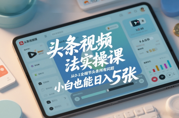头条视频玩法实操课，从0-1全细节头条所有问题，小白也能日入5张-智云网