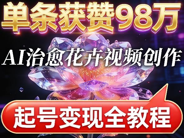 单条获赞98W，AI治愈花卉视频创作，起号变现全教程-智云网