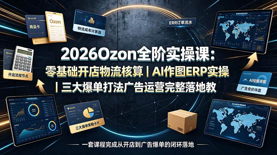 (19400期)2026Ozon全阶实操课:零基础开店物流核算|AI作图ERP实操|三大爆单打法广告运营完整落地教程-智云网
