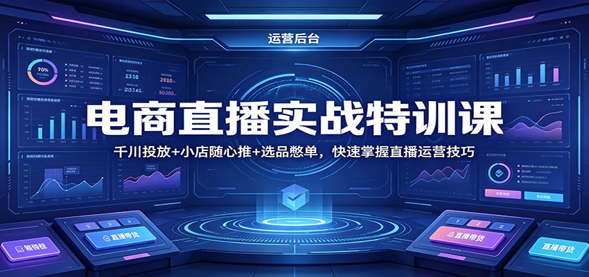 电商直播实战特训课：千川投放+小店随心推+选品憋单，快速掌握直播运营技巧-智云网