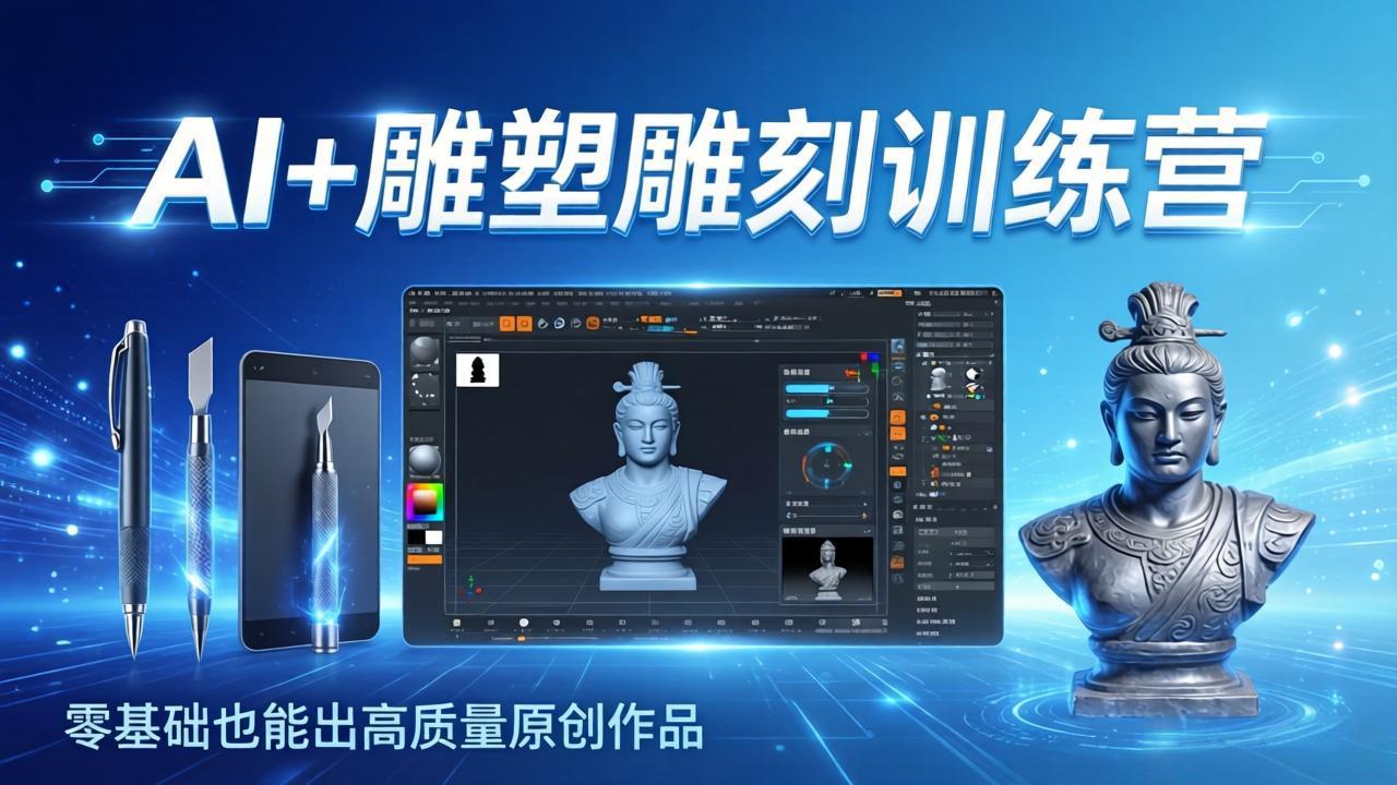 AI+雕塑雕刻训练营:从AI创作、大模型训练到3D雕刻 + 渲染,零基础也能出高质量原创作品-智云网