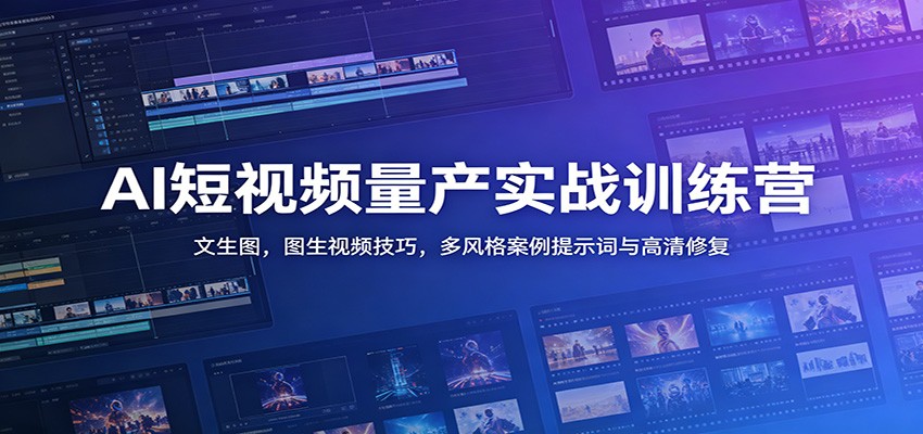 AI短视频量产实战训练营：文生图，图生视频技巧，多风格案例提示词与高清修复-智云网