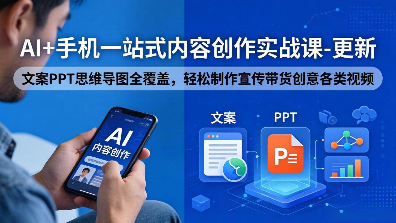 （18204期）AI+手机一站式内容创作实战课-更新，文案PPT思维导图全覆盖，轻松制作宣传带货创意各类视频-智云网