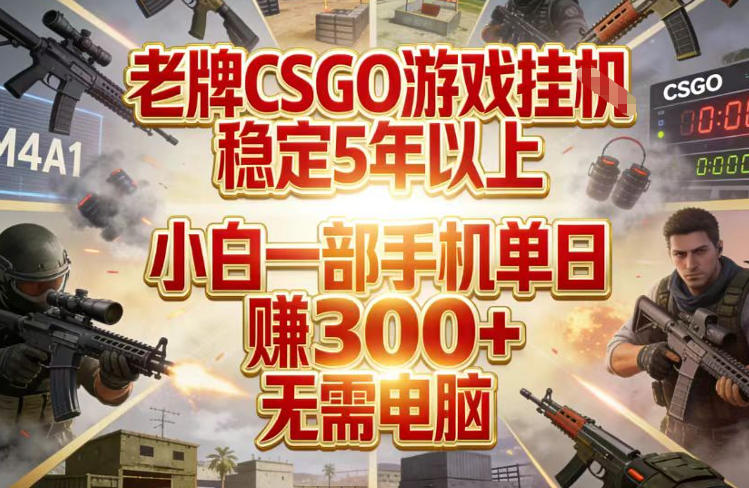 老牌CSGO游戏挂G，稳定5年以上，小白一部手机单日賺3张+，无需电脑【揭秘】-智云网