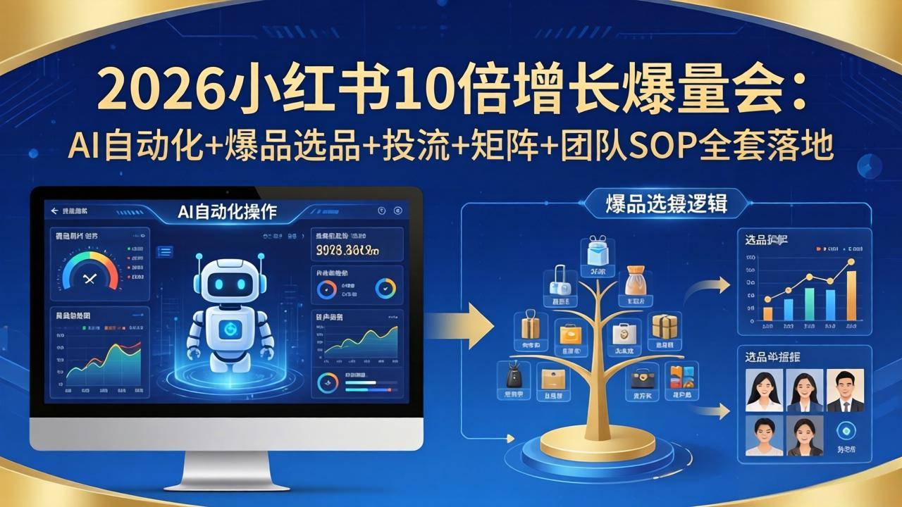 2026小红书10倍增长爆量会：AI自动化+爆品选品+投流+矩阵+团队SOP全套落地-智云网