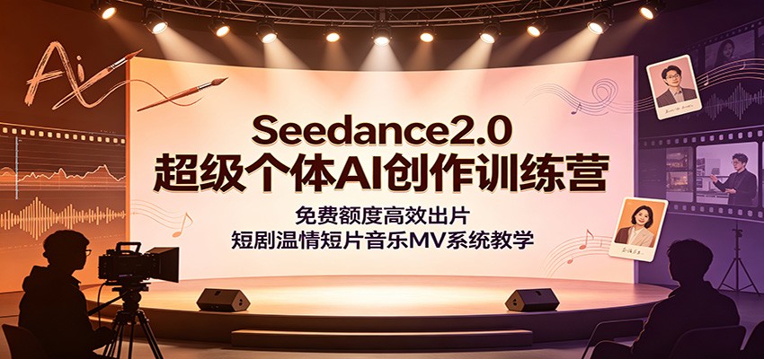 Seedance2.0超级个体AI创作训练营:免费额度高效出片,短剧温情短片音乐MV系统教学-智云网