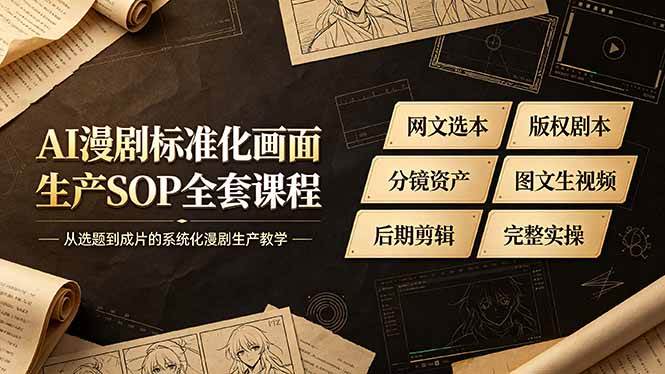 (19401期)AI漫剧标准化画面生产SOP全套课程-更新,网文选本版权剧本分镜资产全覆盖,图文生视频后期剪辑完整实操教学-智云网