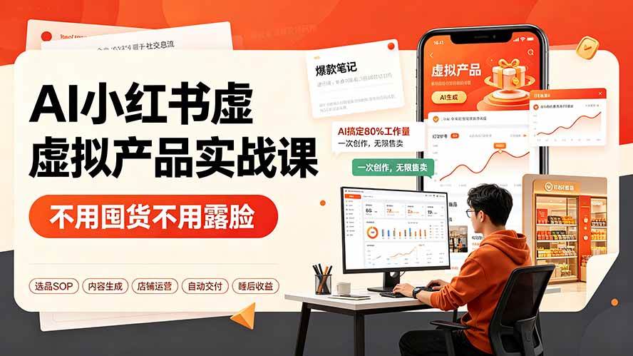 (19314期)AI小红书虚拟产品实战课-更新:不用囤货不用露脸,AI搞定80%工作量,一次创作无限售卖睡后收益-智云网