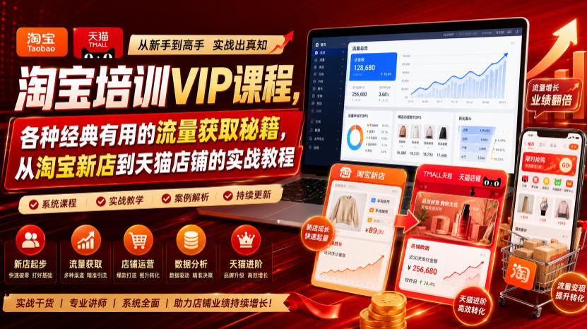 淘宝培训VIP课程,各种经典有用的流量获取秘籍,从淘宝新店到天猫店铺的实战教程(更新7月)-智云网