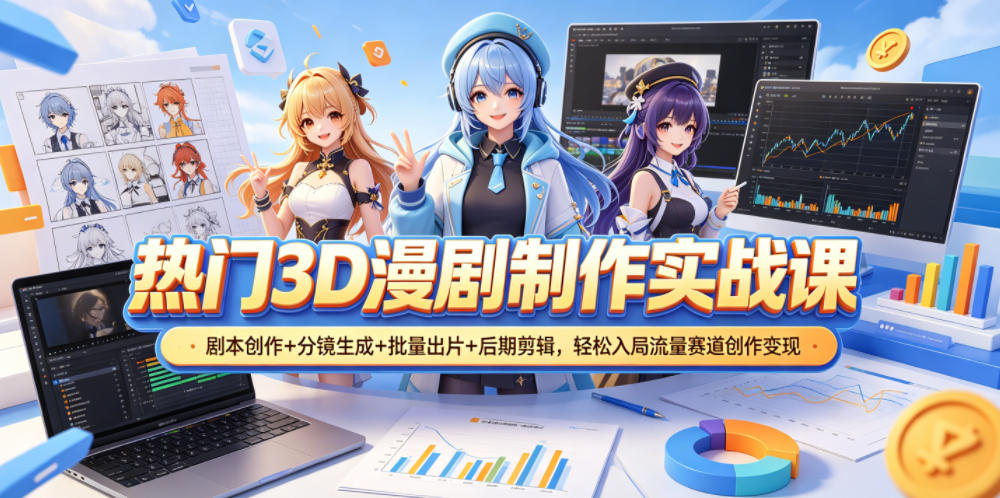 热门3D漫剧制作实战课，剧本创作+分镜生成+批量出片+后期剪辑，轻松入局流量赛道创作变现-智云网
