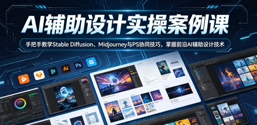 AI辅助设计实操案例课,手把手教学Stable Diffusion、Midjourney与PS协同技巧,掌握前沿AI辅助设计技术 AI辅助设计实操案例课,手把手教学Stable Diffusion、Midjourney与PS协同技巧,掌握前沿AI辅助设计技术