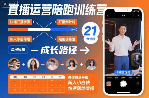 直播运营陪跑训练营，教你快速开播，新人小白快速落地实操-智云网