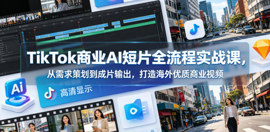 TikTok商业AI短片全流程实战课，从需求策划到成片输出，打造海外优质商业视频-智云网