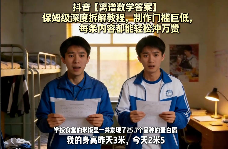抖音【离谱数学答案】保姆级深度拆解教程，制作门槛巨低，每条内容都能轻松冲万赞，附详细步骤-智云网