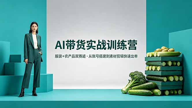 AI带货实战训练营，服装+农产品双赛道，从账号搭建到素材剪辑快速出单-智云网