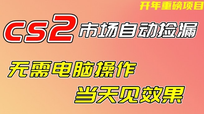 CS2市场自动捡漏项目，无需电脑操作，无需进入游戏，当天见效果，支持任何形式验证【揭秘】-智云网