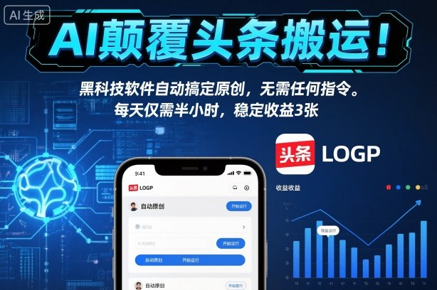AI颠覆头条搬运！黑科技软件自动搞定原创，无需任何指令。每天仅需半小时，稳定收益3张【揭秘】-智云网