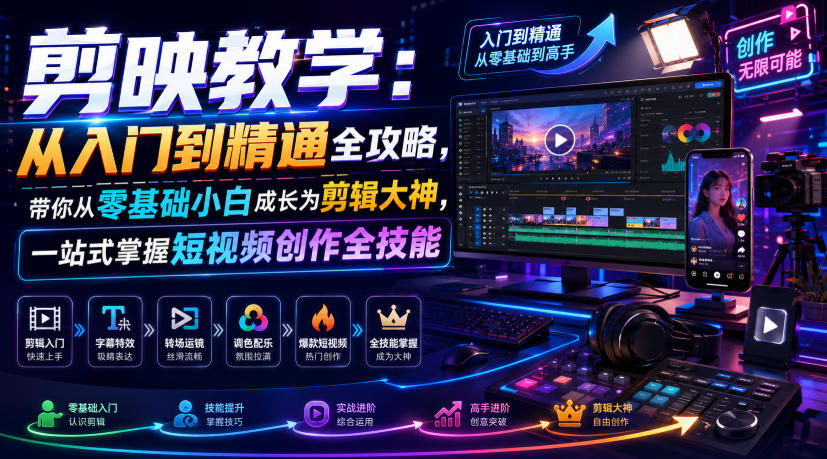 剪映教学：从入门到精通全攻略，带你从零基础小白成长为剪辑大神，一站式掌握短视频创作全技能-智云网