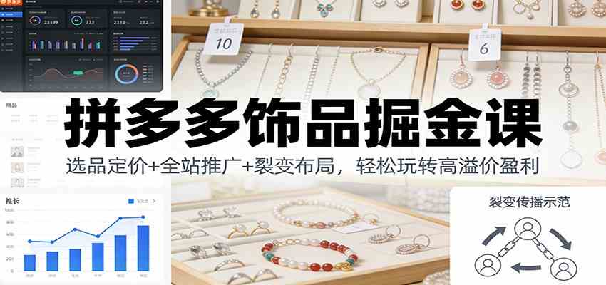 拼多多饰品掘金课：选品定价+全站推广+裂变布局，轻松玩转高溢价盈利-智云网
