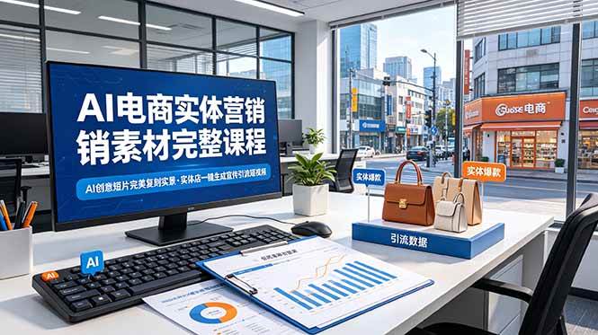 (19076期)AI电商实体营销素材完整课程,AI创意短片完美复刻实景,实体店一键生成宣传引流短视频-智云网