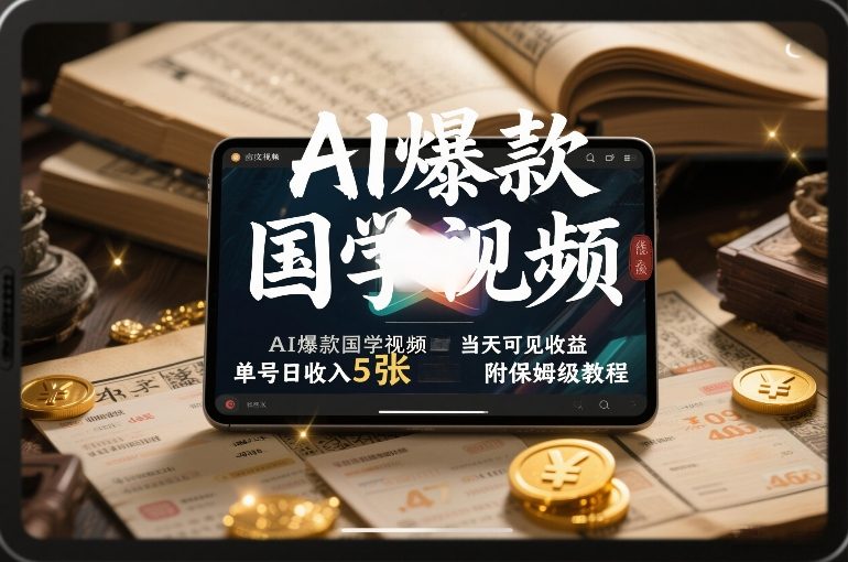 AI爆款国学视频,独家起号方法,小白直接上手,当天可见收益,单号日收入5张+附保姆级教程-智云网