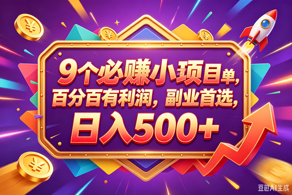 （18462期）9个必赚钱的小项目，百分百赚米，无脑简单，副业首选，日入380+-智云网