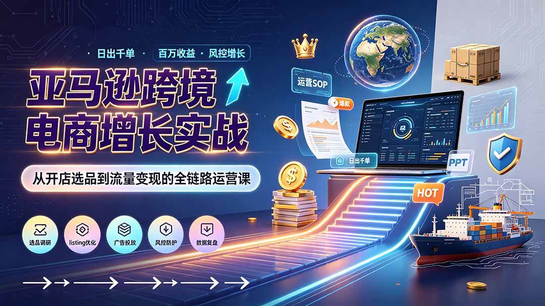 (19308期)亚马逊0-1孵化特训营8期:从注册风控到稳定日出千单实战,规避审核封店风险,标准化执行流程落地-智云网
