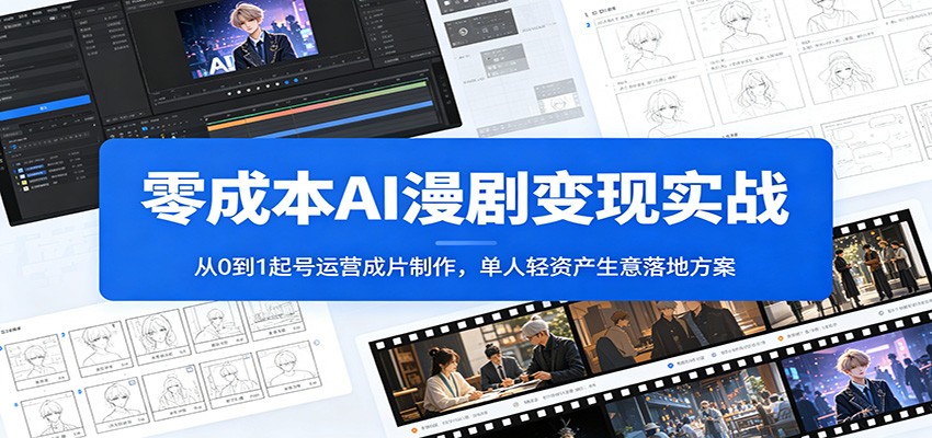 零成本AI漫剧变现实战:从0到1起号运营成片制作,单人轻资产生意落地方案-智云网