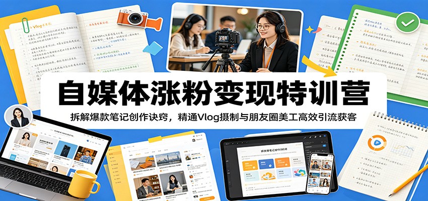 自媒体涨粉变现特训营:拆解爆款笔记创作诀窍,精通Vlog摄制与朋友圈美工高效引流获客 自媒体涨粉变现特训营:拆解爆款笔记创作诀窍,精通Vlog摄制与朋友圈美工高效引流获客
