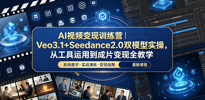 AI视频变现训练营|Veo3.1+Seedance2.0双模型实操,从工具运用到成片变现全教学-智云网